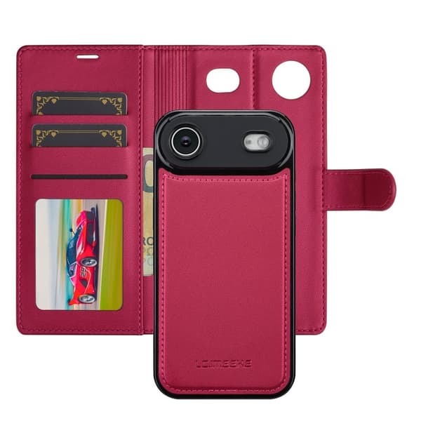 LC.IMEEKE L2 Series iPhone Air Plånboksfodral Konstläder - Röd