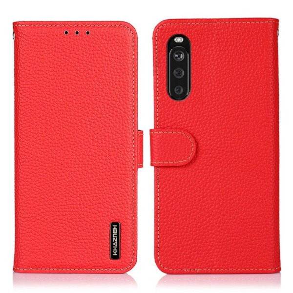 KHAZNEH - Aito nahkainen lompakkokotelo Sony Xperia 10 III - punainen Red