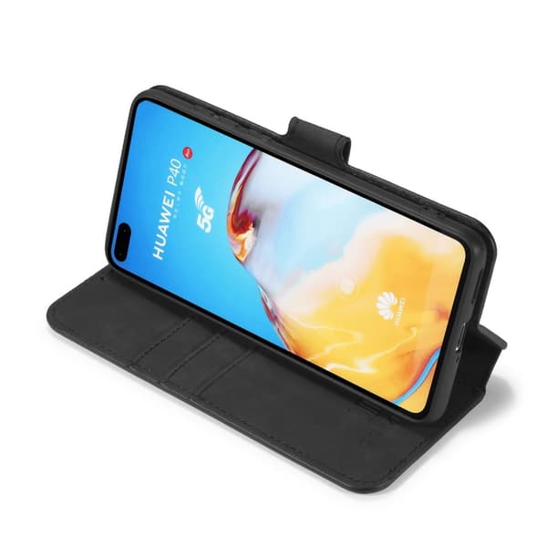 DG.MING Retro Læder Punge Etui Huawei P40 - Sort Black