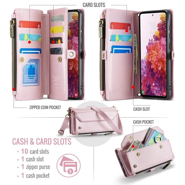 CASEME Plånboksfodral Konstläder för Samsung Galaxy S20 FE - Rosa