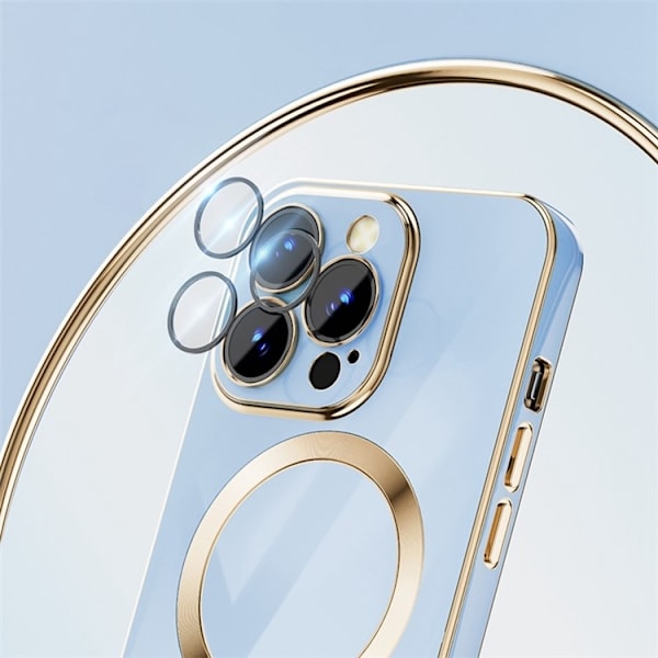 iPhone 14 Pro Magsafe Skal Gold Edge - Blå Blå
