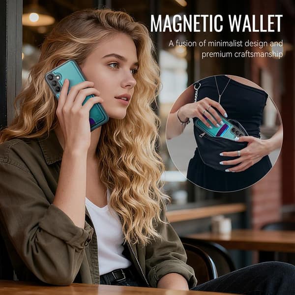 JEEHOOD Samsung Galaxy A16 4G/5G Mobilskal Konstläder - Blå Blå