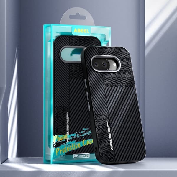 ABEEL Mobilskal till Google Pixel 9a PC TPU Aluminium PU Läder - Textur 1