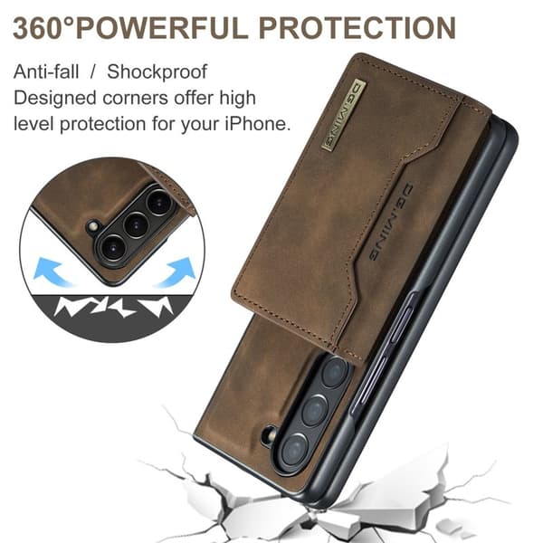 DG.MING M2 Series Kickstand Plånboksfodral Samsung Galaxy Z Fold5 Brun