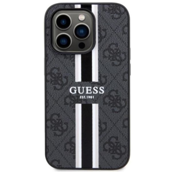 Guess iPhone 14 Pro -puhelinkotelo MagSafe 4G Printed Stripes Musta