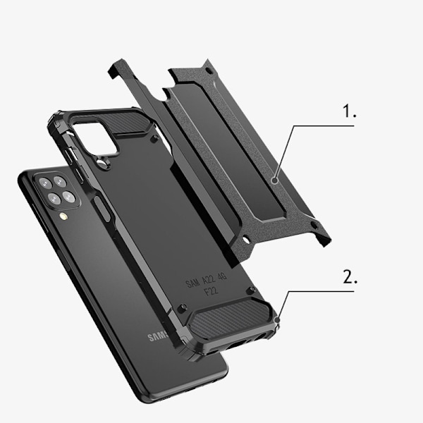 Galaxy A22 4G Skal Hybrid Armor Tough Rugged - Gyllene