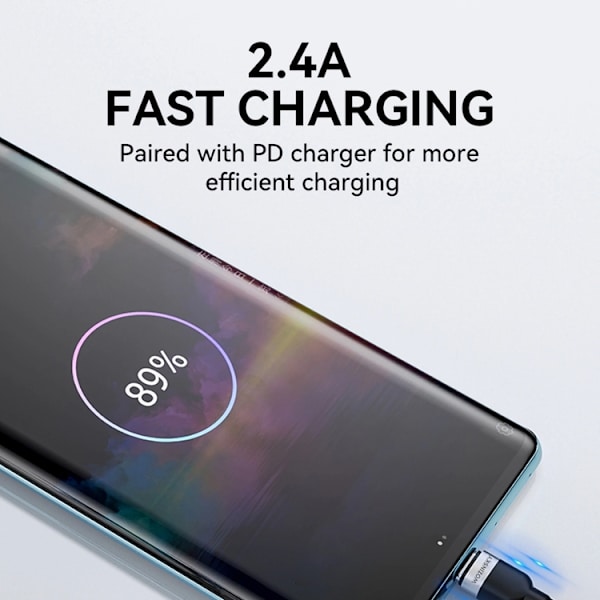 Wozinsky USB-C till USB-A kabel 2.4A 2m - Svart