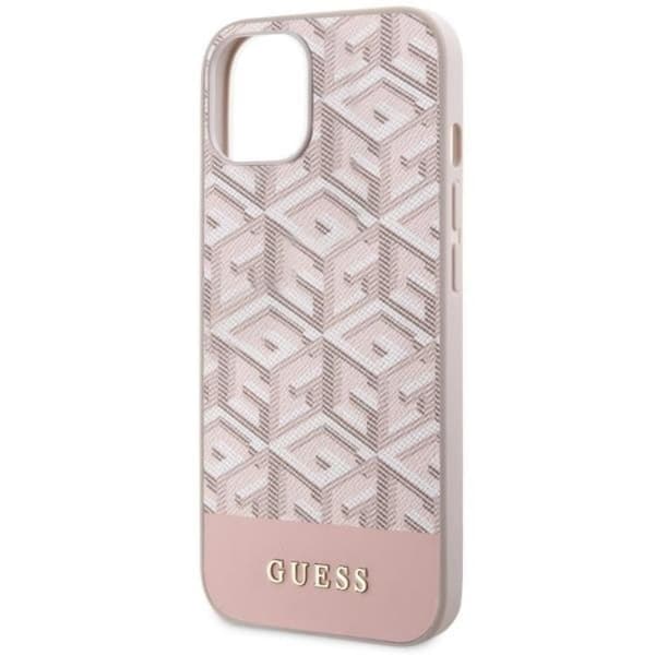 Guess Mobilskal till iPhone 14 Plus MagSafe GCube Stripes - Rosa Rosa
