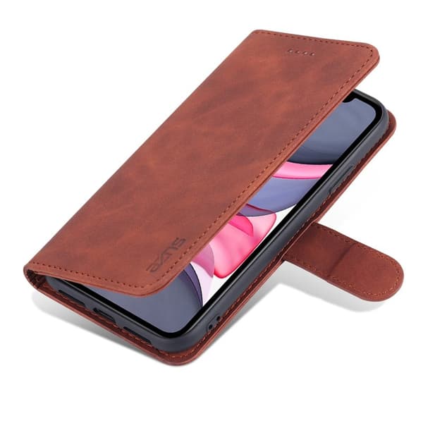 AZNS Mobilskal till iPhone 12/12 Pro KonstLäder - Ställfunktion - Brun