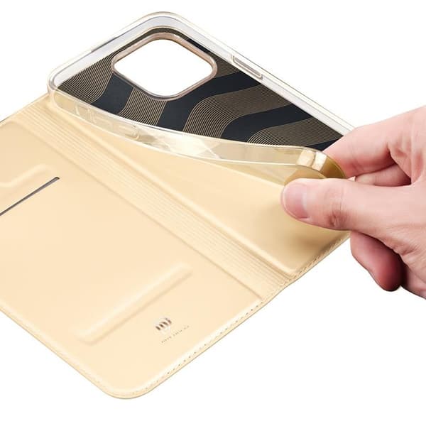 Dux Ducis iPhone 14 Pro Max Plånboksfodral Skin Series Holster - Guld Guld