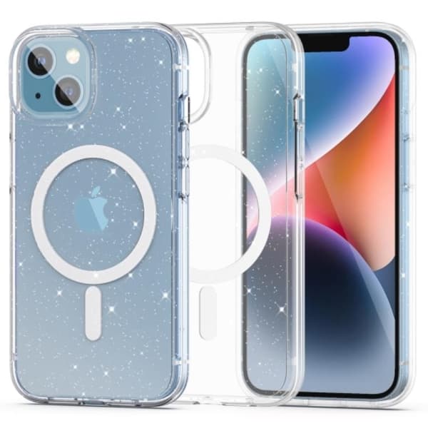 Tech-Protect Magsafe iPhone 13/14 Cover Flexair Hybrid - Glitter Transparent