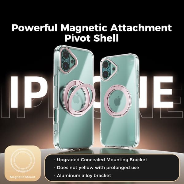ABEEL Q-LUCK Mobilskal till iPhone 16 Plus Shockproof Med Kickstand - Rosa