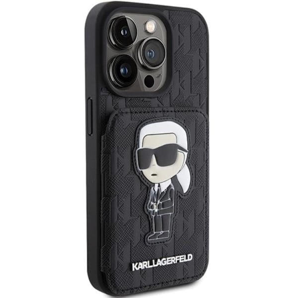 Karl Lagerfeld iPhone 15 Pro Max Mobilskal Korthållare Monogram Ikonik Svart
