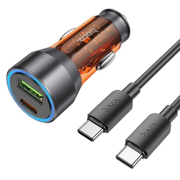 Hoco Biloplader USB-C/USB-A Med Kabel - Orange