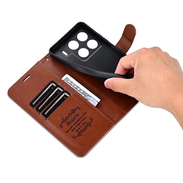 AZNS Xiaomi 15 Pro Plånboksfodral Anti-Scratch Konstläder - Brun