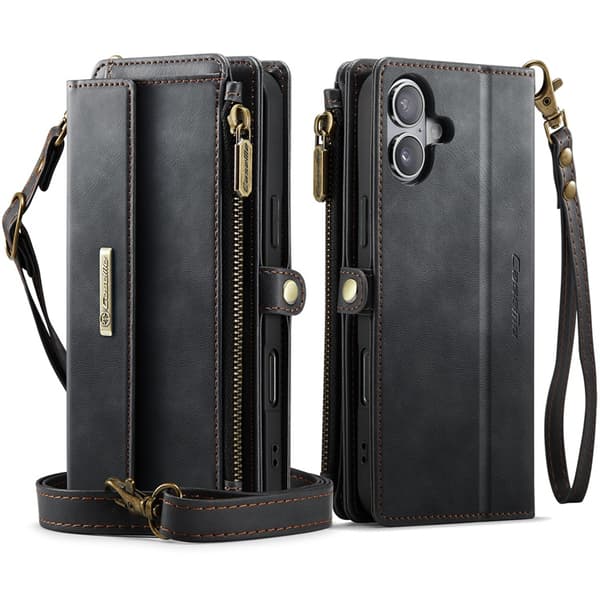 CASEME iPhone 17 Plånboksfodral Zipper RFID C39 Svart