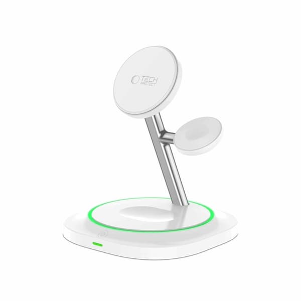 3-i-1 Magsafe trådløs oplader til iPhone Apple Watch AirPods Qi 15W Vit