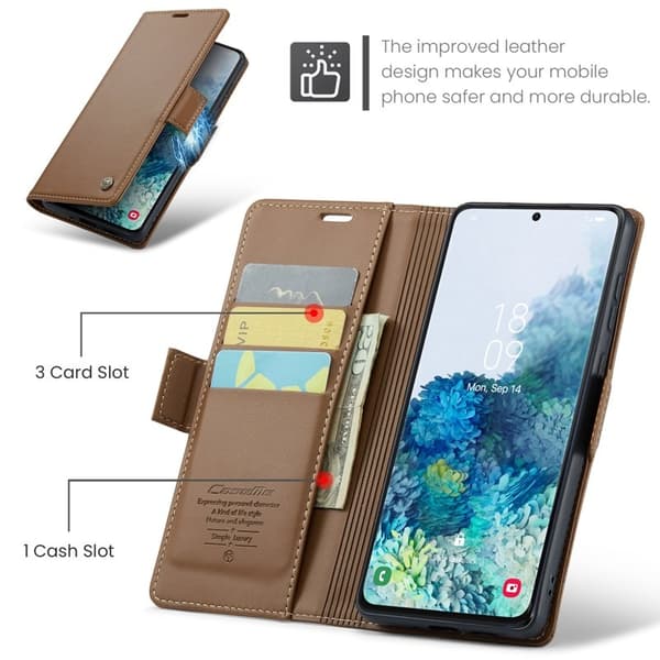 CASEME Plånboksfodral Konstläder för Samsung Galaxy S20 Plus - Brun
