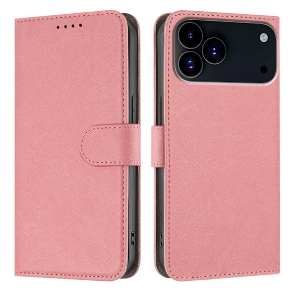 iPhone 17 Pro Max Konstläder Plånboksfodral Solid Color - Rosa Rosa