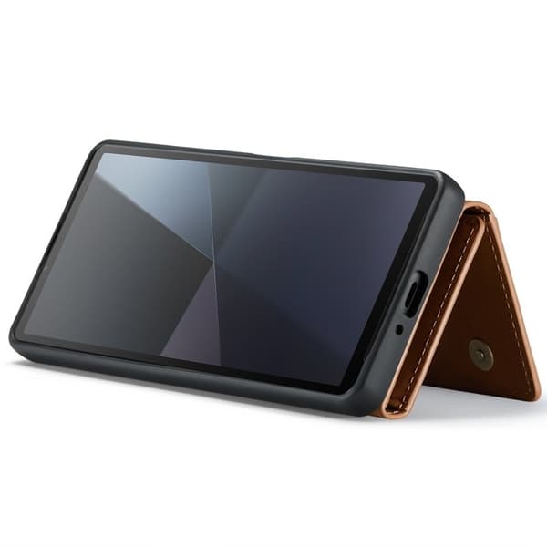 DG.MING Konstläder Plånboksfodral för Sony Xperia 10 VI - Brun