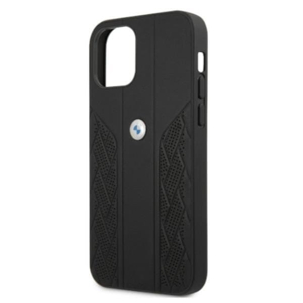 BMW Läder Curve Perforate Skal iPhone 12 / 12 Pro - Musta Black