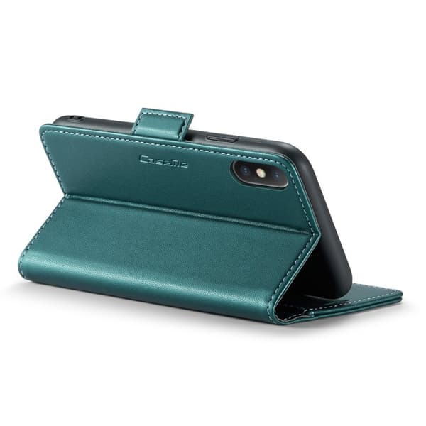 CASEME iPhone XS Max Plånboksfodral Konstläder RFID-Skydd 3 Kort Grön