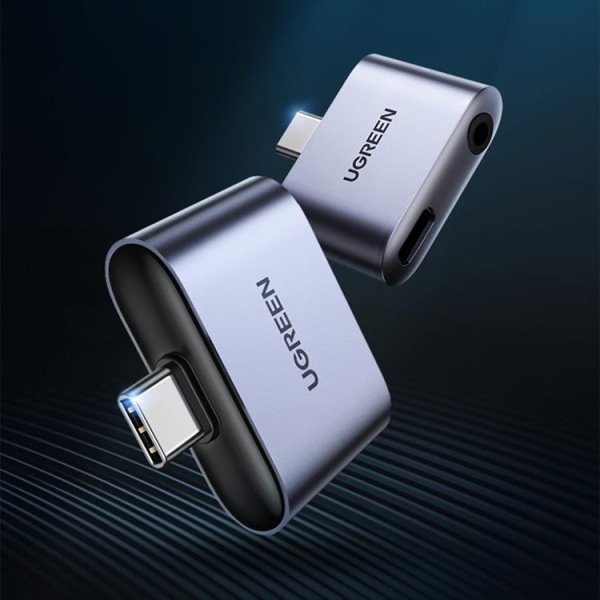 UGreen Adaptrar USB-C Till USB-C/Mini Jack 3.5mm - Grå