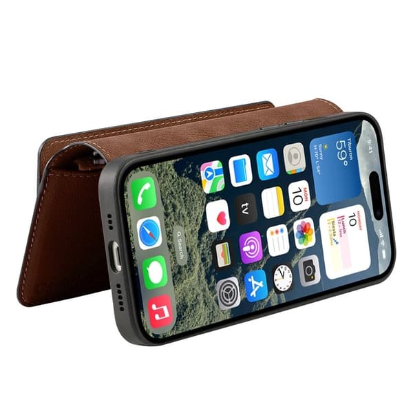 CASENEO MW-02 iPhone 16 Pro Max Plånboksfodral Konstläder - Brun