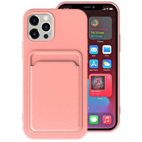 iPhone 12 Pro Max Cover med kortplads - Lyserød Pink
