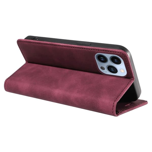 BETOPNICE 003 iPhone 12 Pro Max Plånboksfodral Konstläder - Röd