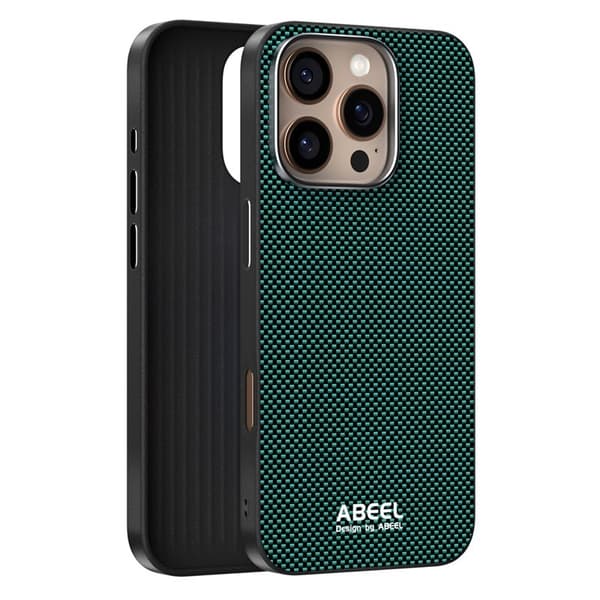 ABEEL Mobilskal till iPhone 16 Pro Max MagSafe Grön TPU Aluminium Läder