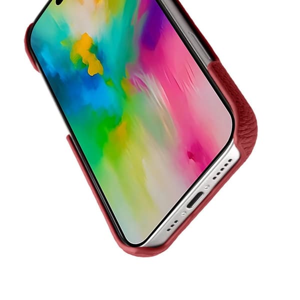 MELKCO Mobilskal till iPhone 16 Pro Max Äkta Läder PC Röd