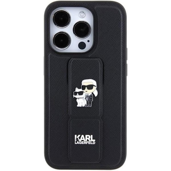 Karl Lagerfeld iPhone 15 Pro Max Mobilskal Gripstand Pins Svart