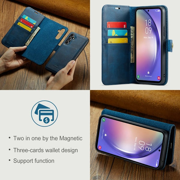 DG.MING Galaxy A54 5G Plånboksfodral i Äkta läder- Blå