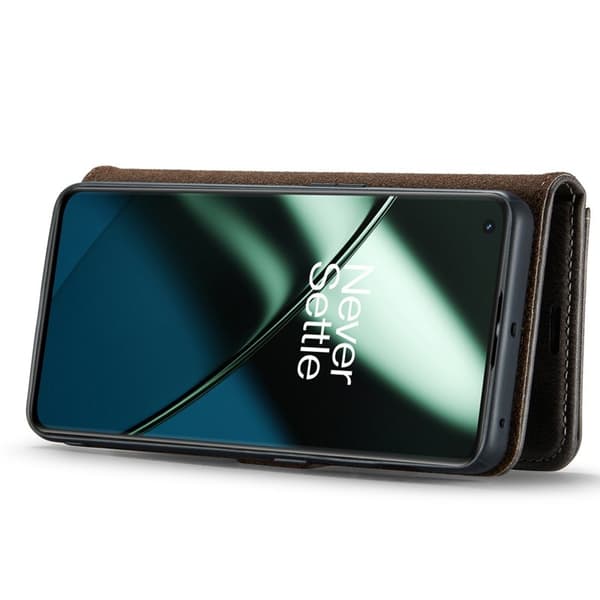 DG.MING OnePlus 11 5G Äkta Läder Plånboksfodral Detachable Magnetisk Grå