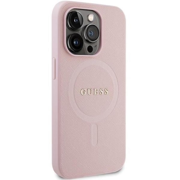 Guess iPhone 14 Pro Mobilskal Magsafe Saffiano - Rosa