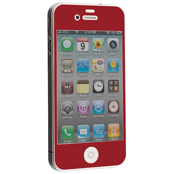 Colored Härdat Glas Skärmskydd till Apple iPhone 4S Röd Röd