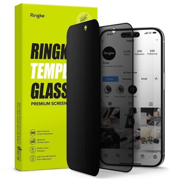 Ringke iPhone 15 Pro Max Härdat Glas Skärmskydd Privacy