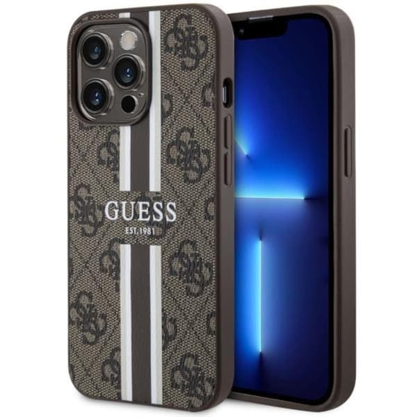 Guess Mobilskal till iPhone 13 Pro/13 MagSafe Printed Stripes - Brun Brun
