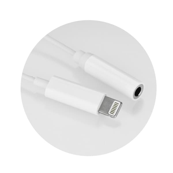 Adapter HF/audio til Lightning Jack 3.5mm - Hvid (female) Vit
