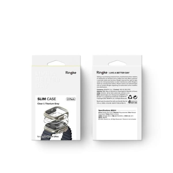 [2-Pakke] Ring Apple Watch Ultra (49mm) Etui Slank - Klar/Grå Grå
