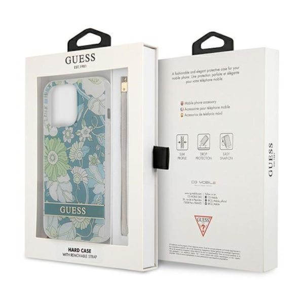 Guess iPhone 13 Pro Skal Flower Strap - Vihreä Grön