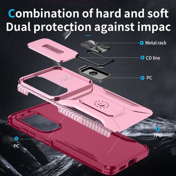 Mobilskal för Samsung Galaxy S26 Camshield Kickstand TPU + PC - Rosa