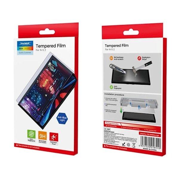 [2-Pack] Dobe Nintendo Switch 2 Härdat glas Skärmskydd - Clear