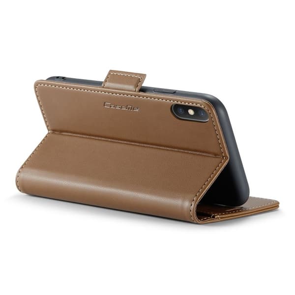 CASEME iPhone XS Max Plånboksfodral Konstläder RFID-Skydd 3 Kortfack Brun