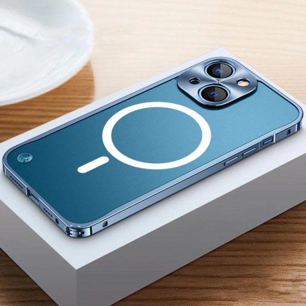 iPhone 14 Plus Skal Magsafe Metall Frame - Blå