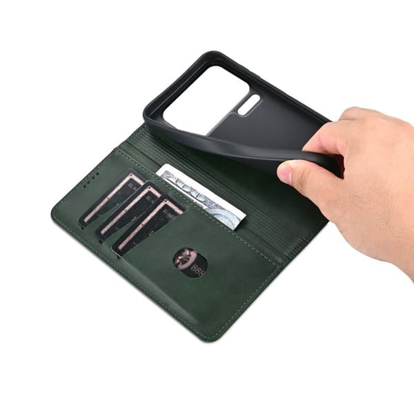 AZNS Xiaomi 17 Pro Max Plånboksfodral Konstläder - Grön