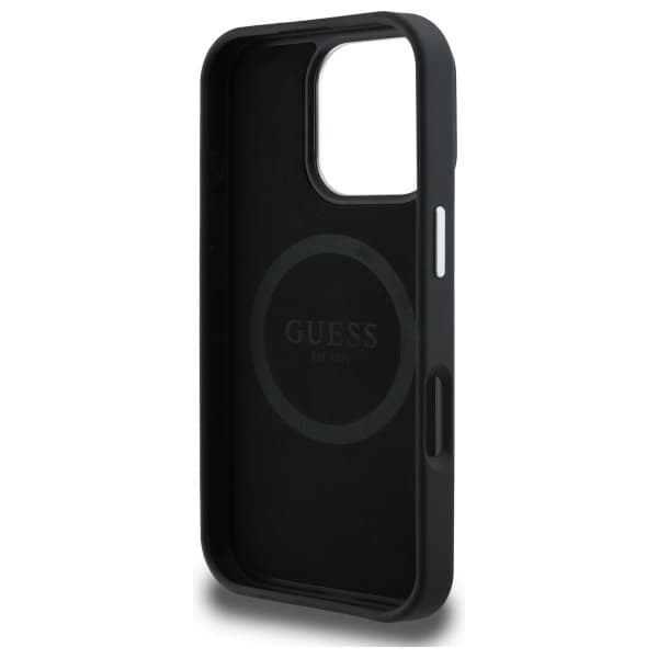 Guess Mobilskal till iPhone 16 Pro Max MagSafe Grained Triangle - Svart Black
