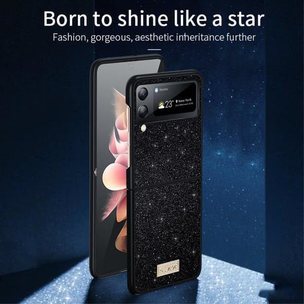 SULADA Galaxy Z Flip 4 Cover Glitter Sequins - Guld Guld