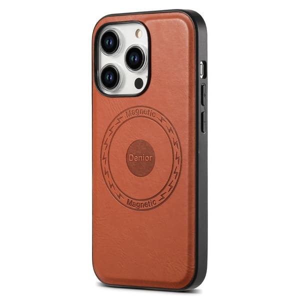 DENIOR Mobilskal till iPhone 15 Pro Max PU-läder Coated TPU+PC - Brun